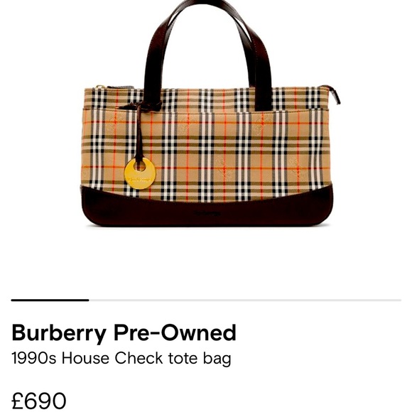 AUTHENTIC BURBERRY Burberry Check Hand Bag Purse Canvas w/black Leather - Picture 1 of 12